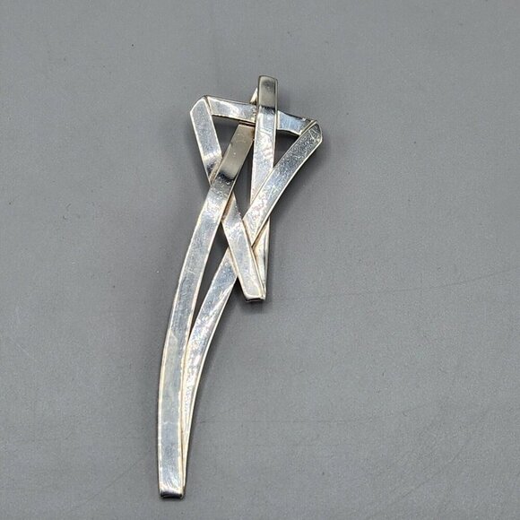 Elongated Star Brooch Pendant Sterling Silver Mexico 925 Vtg Stretched - Picture 1 of 8